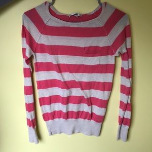 Papaya tan and pink wide striped sweater